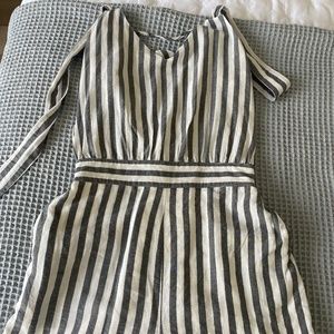 Grey and white striped Romper